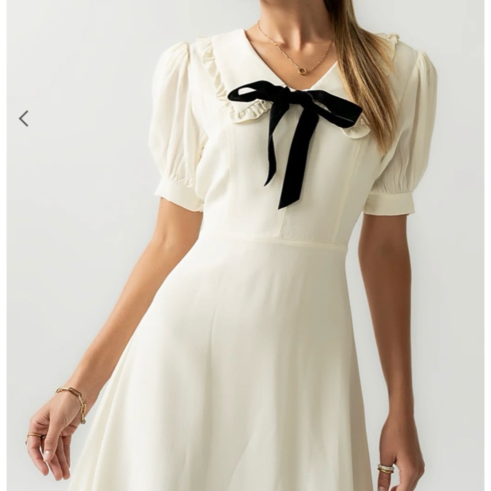 Bohme Cream Dress with Black Bow